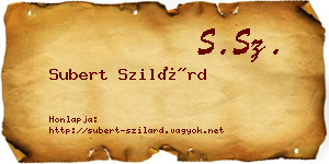 Subert Szilárd névjegykártya